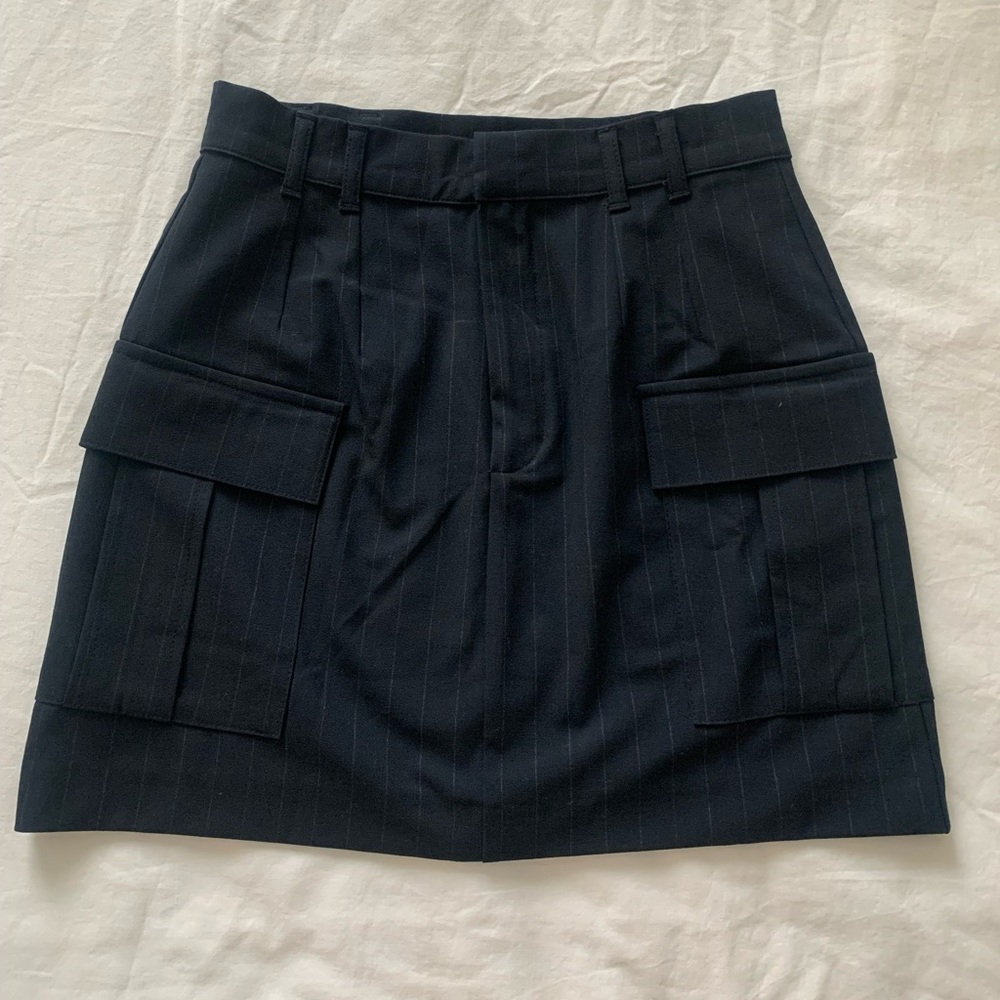 Navy Pin-stripe Mini skirt with pockets